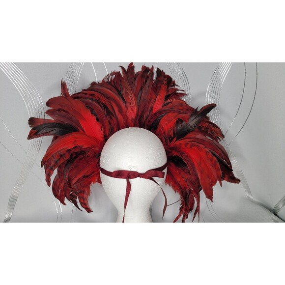 Maskerville FeatherCraft Mask Red Feathers Fantasy Fest, Mardi Gras, Fetish WOW - Picture 8 of 11